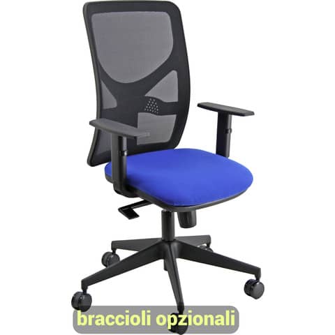 Sedia operativa girevole Unisit Pentagon Y10 PENA schienale in rete nero rivest. Eco blu – PENA/EB