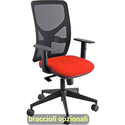 Sedia operativa girevole Unisit Pentagon Y10 PENA schienale in rete nero rivest. Eco rosso – PENA/ER