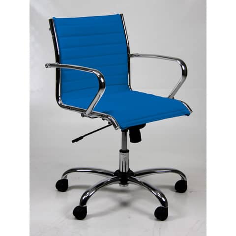 Poltrona direzionale girevole Unisit Pollux New PND schienale basso – rivest. fili di luce blu – con braccioli PND/F11