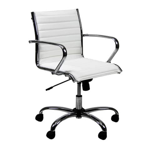 Poltrona direzionale girevole Unisit Pollux New PND schienale basso – rivest. ecopelle bianco – con braccioli PND/KQ