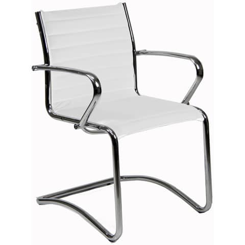 Sedia visitatore direzionale su slitta Unisit Pollux New PNV – rivestimento ecopelle bianco – PNV/KQ