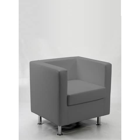 Divano attesa 1 posto Unisit Pragma PR1 schienale fisso – rivestimento in ecopelle grigio – PR1/KG