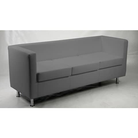 Divano attesa 3 posti Unisit Pragma PR3 schienale fisso – rivestimento in ecopelle grigio – PR3/KG
