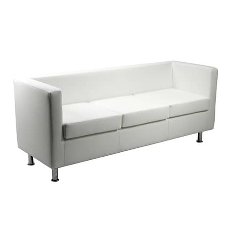 Divano attesa 3 posti Unisit Pragma PR3 schienale fisso – rivestimento in ecopelle bianco – PR3/KQ