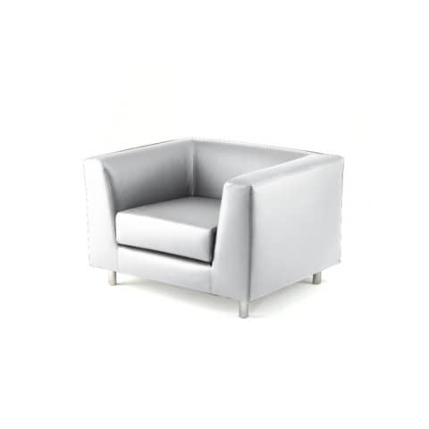 Divano attesa a 1 posto Unisit Quad QD1 schienale fisso – rivestimento tessuto ecopelle bianco -QD1/KQ