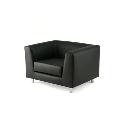 Divano attesa a 1 posto Unisit Quad QD1 schienale fisso – rivestimento in vera pelle nero – QD1/PN