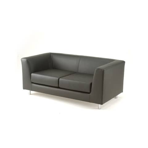 Divano attesa a 2 posti Unisit Quad QD2 schienale fisso – rivestimento tessuto ecopelle nero – QD2/KN