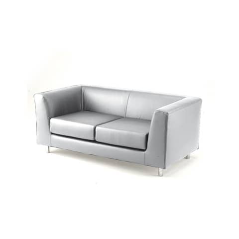 Divano attesa a 2 posti Unisit Quad QD2 schienale fisso – rivestimento in vera pelle bianco – QD2/PQ