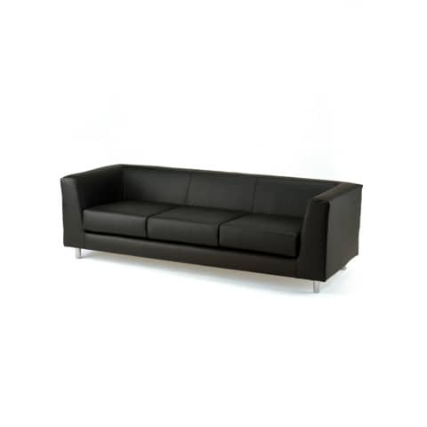 Divano attesa a 3 posti Unisit Quad QD3 schienale fisso – rivestimento tessuto ecopelle nero – QD3/KN