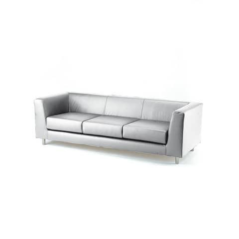 Divano attesa a 3 posti Unisit Quad QD3 schienale fisso – rivestimento tessuto ecopelle bianco – QD3/KQ