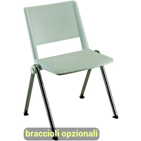 Sedia visitatore a 4 gambe Unisit Revolution RECP – schienale rigido rete PPL bianco – conf. 2 pezzi – RECP/2/BI