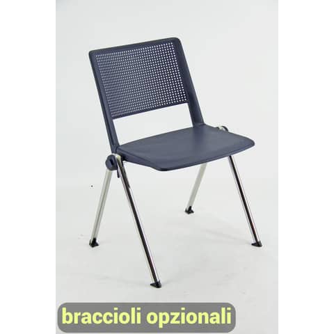 Sedia visitatore a 4 gambe Unisit Revolution RECP – schienale rigido rete PPL blu – conf. 2 pezzi – RECP/2/BL