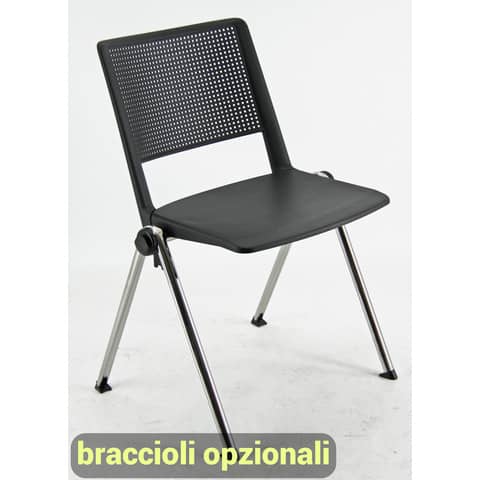 Sedia visitatore a 4 gambe Unisit Revolution RECP – schienale rigido rete PPL nero – conf. 2 pezzi  – RECP/2/NE