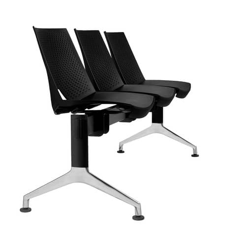 Panca 3 posti attesa Unisit Strike SK3P – schienale fisso – PPL nero SK3P/NE
