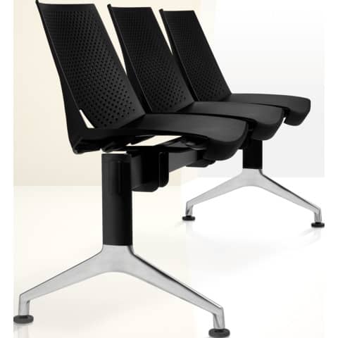 Panca 3 posti attesa Unisit Strike SK3PT con tavolino – schienale fisso – PPL nero – SK3PT/NE
