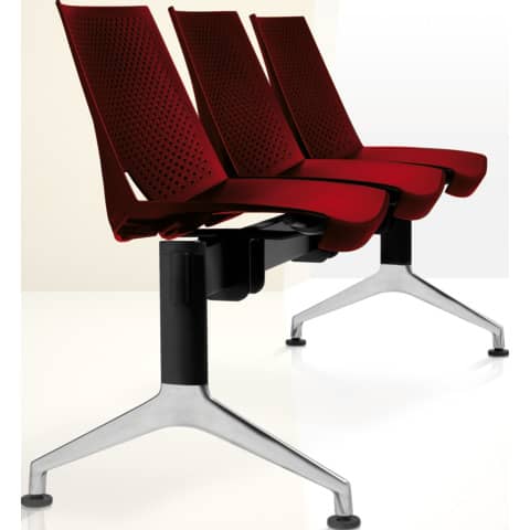 Panca 3 posti attesa Unisit Strike SK3PT con tavolino – schienale fisso – PPL rosso – SK3PT/RO
