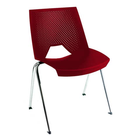 Sedia visitatore a 4 gambe Unisit Strike SKB schienale a rete – PPL rosso SKB/RO