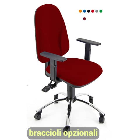Sedia operativa girevole Unisit Team TMSYC Eco smart – schiuma sagomata – rivestimento Eco rosso – TMSYC/ER
