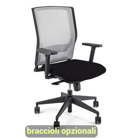Sedia operativa girevole Unisit X Ray X2 schienale in rete grigio – rivestimento Eco nero – X2/EN