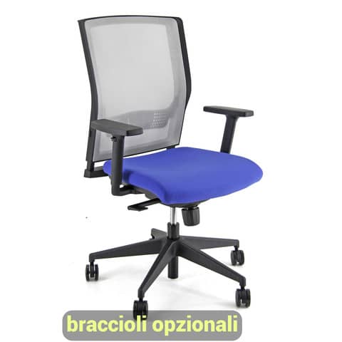 Sedia operativa girevole Unisit X Ray X2 schienale in rete grigio – rivestimento fili di luce blu – X2/F11