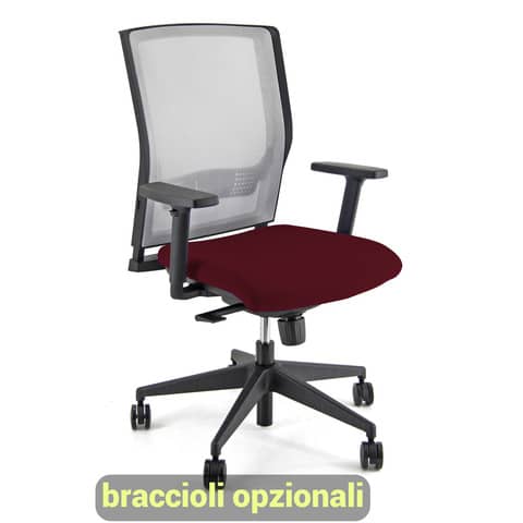 Sedia operativa girevole Unisit X Ray X2 schienale in rete grigio – rivestimento ignifugo bordeaux – X2/ID