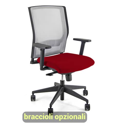 Sedia operativa girevole Unisit X Ray X2 schienale in rete grigio – rivestimento ignifugo rosso – X2/IR