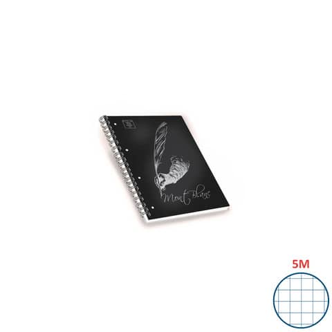 Quaderni spiralati A4 Pigna Mont Blanc Soft Touch assortiti – rigatura 5 mm – 100 ff – Conf. 5 pezzi – 02306885M