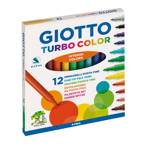 Pennarelli GIOTTO Turbo Color punta fine 2,8 mm assortiti astuccio da 12 – F416000