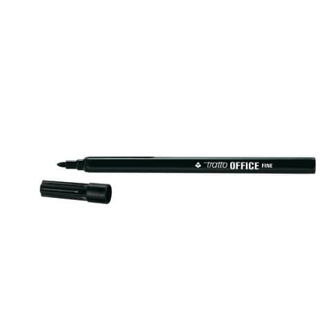 Marcatori punta in fibra TRATTO Office punta conica 0,7 mm nero Conf. 12 pezzi – F730503