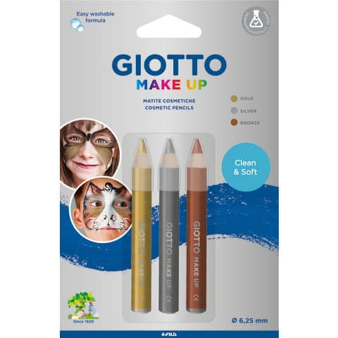 Tris tematico di matite cosmetiche GIOTTO oro, argento, bronzo metallizzate – conf. 3 pezzi 473200