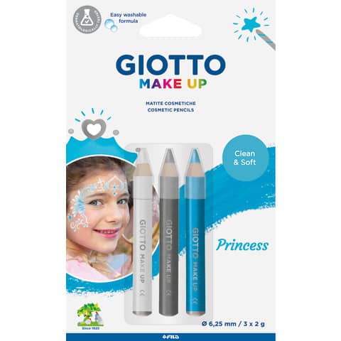 Tris tematico di matite cosmetiche GIOTTO bianco, argento, azzurro – Princess conf. 3 pezzi 473400