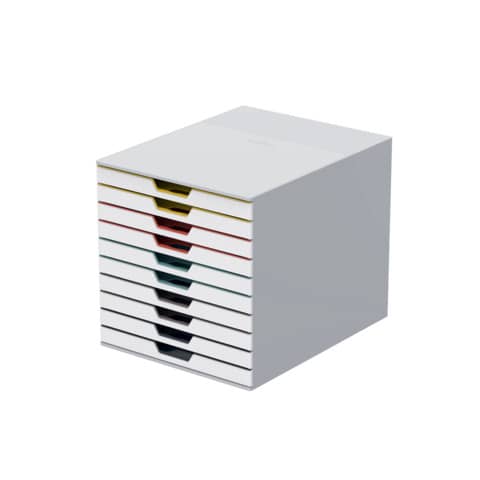 Cassettiera DURABLE Varicolor® 10 cassetti 28×35,6×29,2 cm profili colorati – 63027