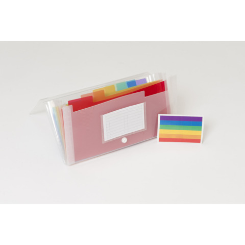 Classificatore Crystal Colours chiusura bottone 14×26 cm – 7 scomparti – cristallo – 55398E