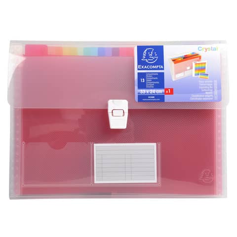 Classificatore Crystal Colours chiusura scatto 33×25 cm – 13 scomparti – cristallo – 55298E