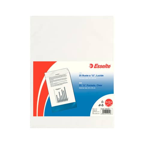 Buste a U ESSELTE Deluxe trasparente 22×30 cm conf. 25 pezzi – 395901200