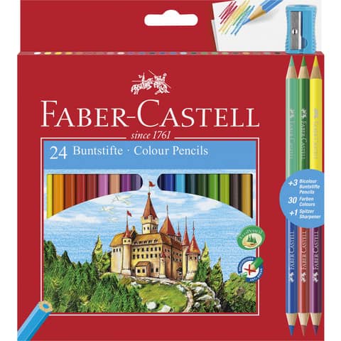 Matite colorate Faber-Castell Eco Il Castello Conf. 24 + 3 Bicolor – 110324