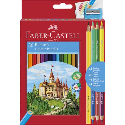 Matite colorate Faber-Castell Eco Il Castello Conf. 36 + 3 Bicolor + 1 Grafite – 110336