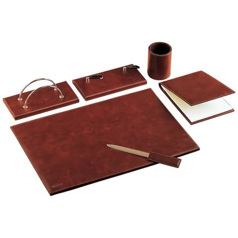 Set da scrivania classico Munari in similpelle bruciato 6 pezzi – 22028MU2300