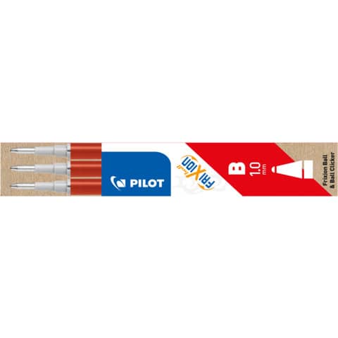 Refill sfera Pilot Frixion Ball e Clicker 1 mm rosso Set 3 pezzi – 6677