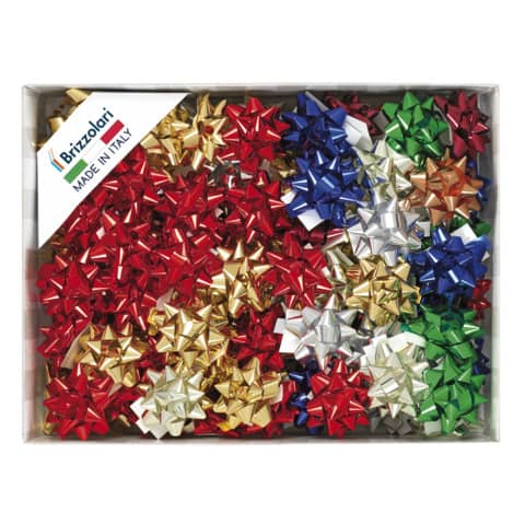 Stelle adesive per pacchi regalo Brizzolari 10 mm Ø 50 mm assortiti lucido  conf. 100 – B.15