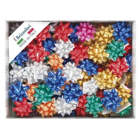 Stelle adesive per pacchi regalo Brizzolari 10 mm Ø 50 mm assortiti opaco conf. 100 – 3000