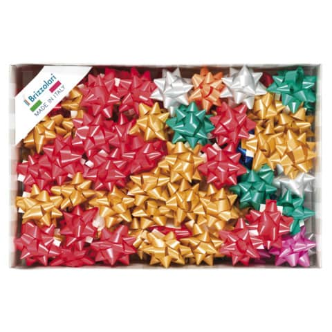Stelle adesive per pacchi regalo Brizzolari 14 mm Ø 65 mm assortiti opaco conf. 100 – 3100