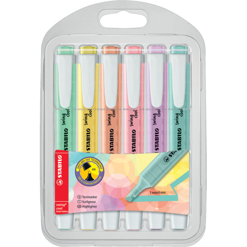 Evidenziatori Stabilo Swing® Cool Pastel 1-4 mm assortiti Conf. 6 pezzi – 275/6-08
