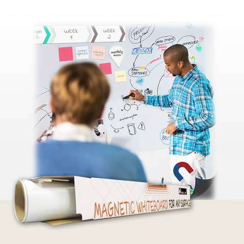 Lavagna adesiva roll-up VIVA magnetica bianca 45×60 cm – 850