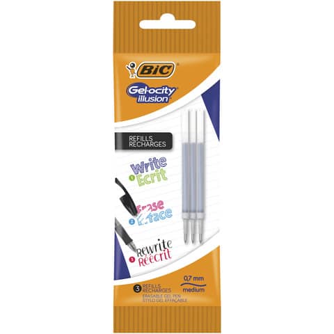 Refill BIC Gelocity Illusion Pouch 0,7 mm nero Conf. 3 pezzi – 964820
