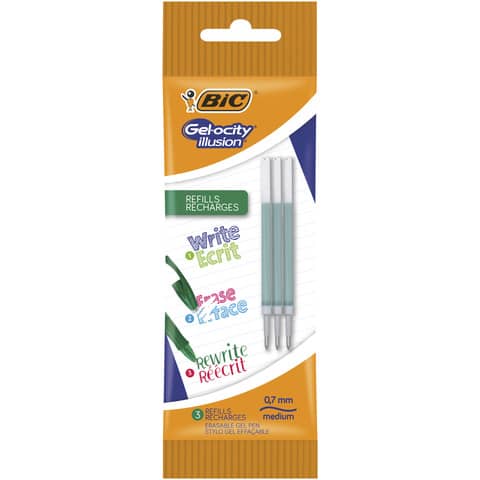Refill BIC Gelocity Illusion Pouch 0,7 mm verde Conf. 3 pezzi – 964822