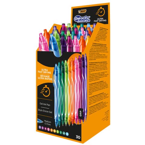 Penne gel a scatto BIC Gelocity Quick Dry 0,7 mm assortiti fun Conf. 30 pezzi – 999460