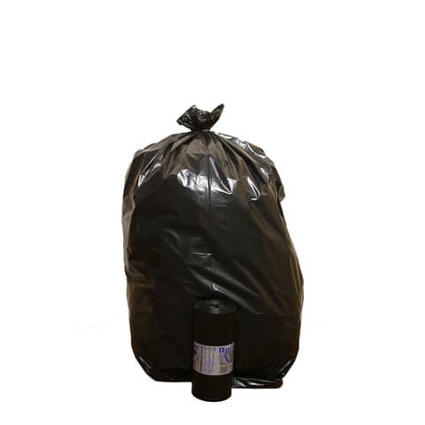 Sacchi immondizia per rifiuti inorganici Rolsac 130 L 90×120 cm – 50 µm nero – rotolo da 10 pezzi – 21130-1
