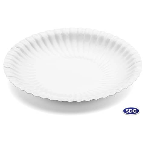 Piatto piano Ø 18 cm in cartoncino riciclato patinato Scatolificio del Garda Bianco – Conf. 50 pezzi 201-00