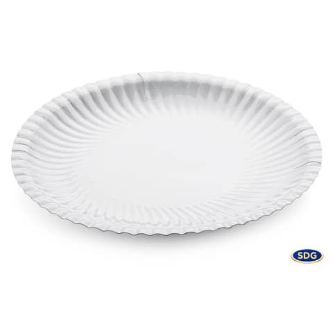 Piatto piano Ø 23 cm in cartoncino riciclato patinato Scatolificio del Garda Bianco – Conf. 50 pezzi – 203-00